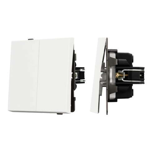 Механизм выключателя двухклавишный проходной SWT-TENDO-MKP2-SFPL-WH (230V, 10A) (Arlight, -)