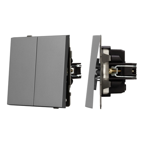 Механизм выключателя двухклавишный непроходной SWT-TENDO-MK02-PL-GR (230V, 10A) (Arlight, -)