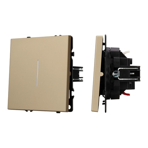 Механизм выключателя одноклавишный проходной LED SWT-NOBE-MKP1-SFPL-L-GD (230V, 10A) (Arlight, -)