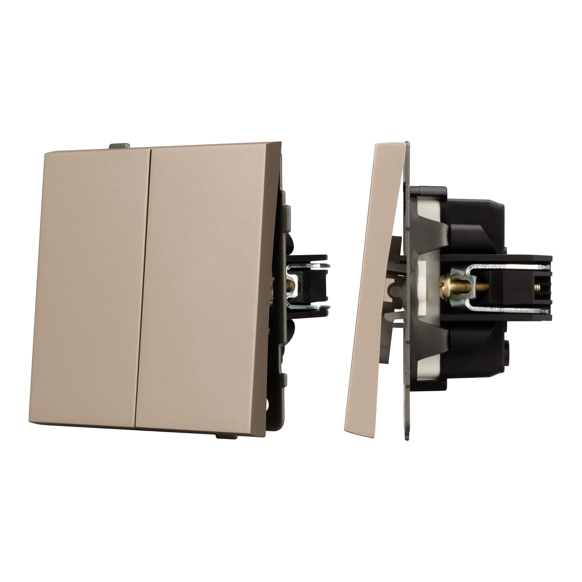 Механизм выключателя двухклавишный проходной SWT-TENDO-MKP2-PL-GD (230V, 10A) (Arlight, -)