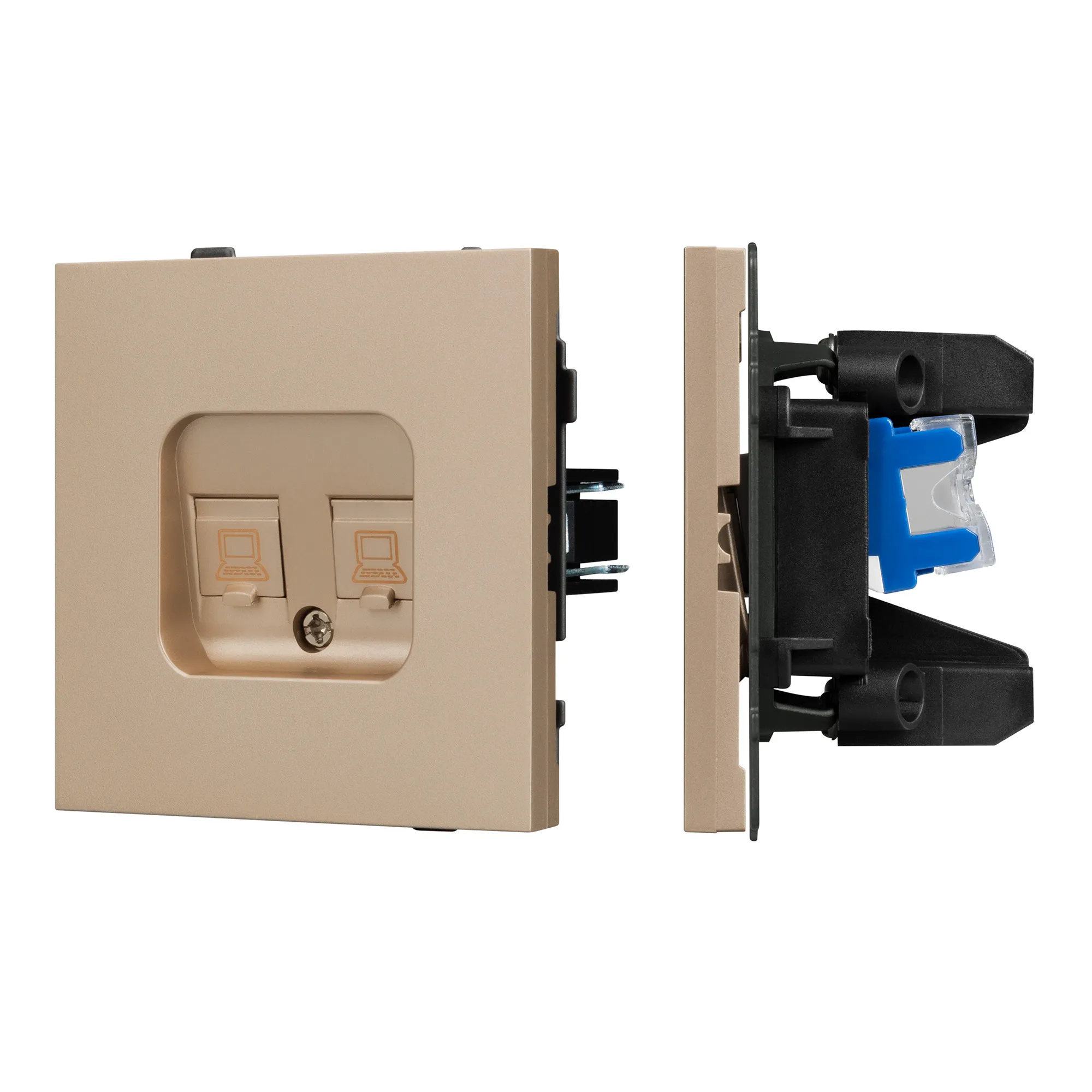 Механизм компьютерной розетки двойной SCT-TENDO-MPC2-PL-GD (RJ-45, CAT6) (Arlight, -)