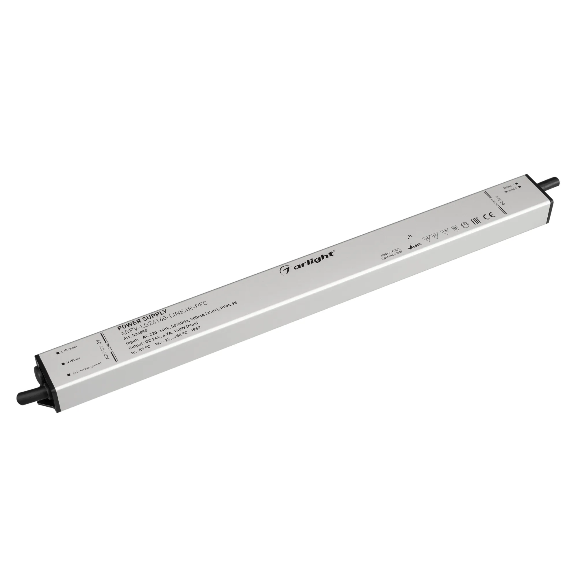 Блок питания ARPV-LG24160-LINEAR-PFC (24V, 6.7A, 160W) (Arlight, IP67 Металл, 5 лет) - изображение товара
