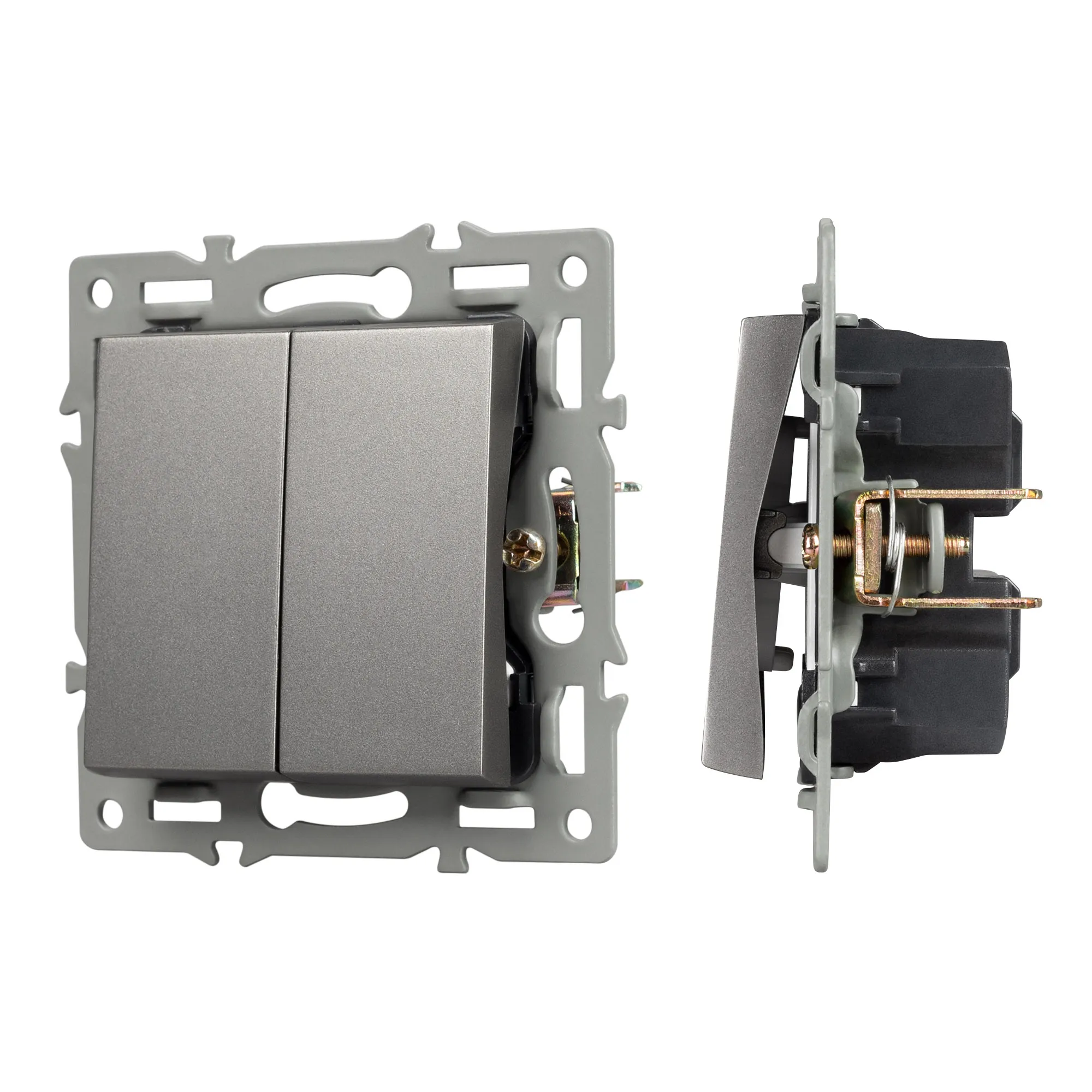 Механизм выключателя двухклавишный проходной SWT-MKP2-PL-GR (250V, 16A) (Arlight, -) - изображение товара