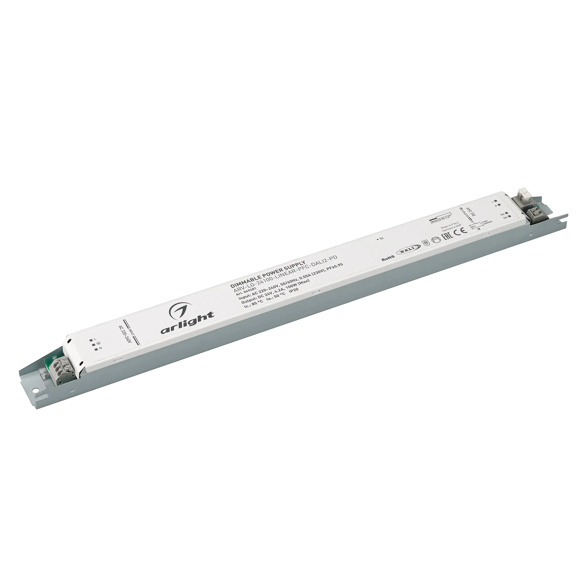 Блок питания ARV-LG-24100-LINEAR-PFC-DALI2-PD (24V, 4.2A, 100W) (Arlight, IP20 Металл, 5 лет)