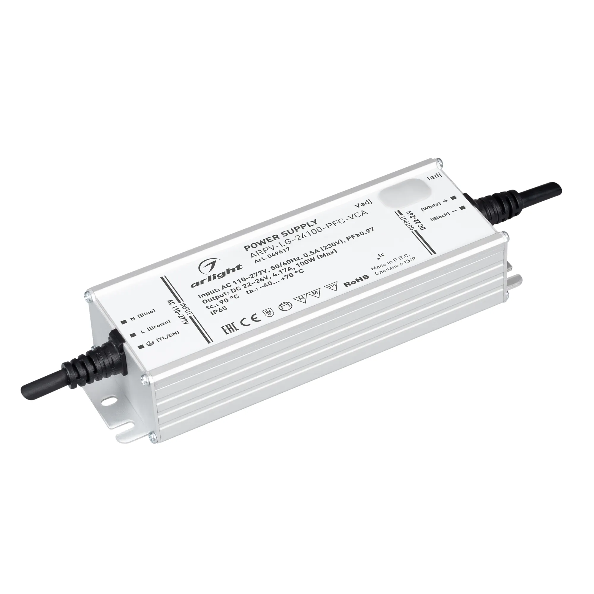 Блок питания ARPV-LG-24100-PFC-VCA (22-26V, 4.17A, 100W) (Arlight, IP65 Металл, 5 лет) - изображение товара